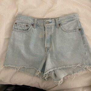Levi Light Blue Denim Women Shorts